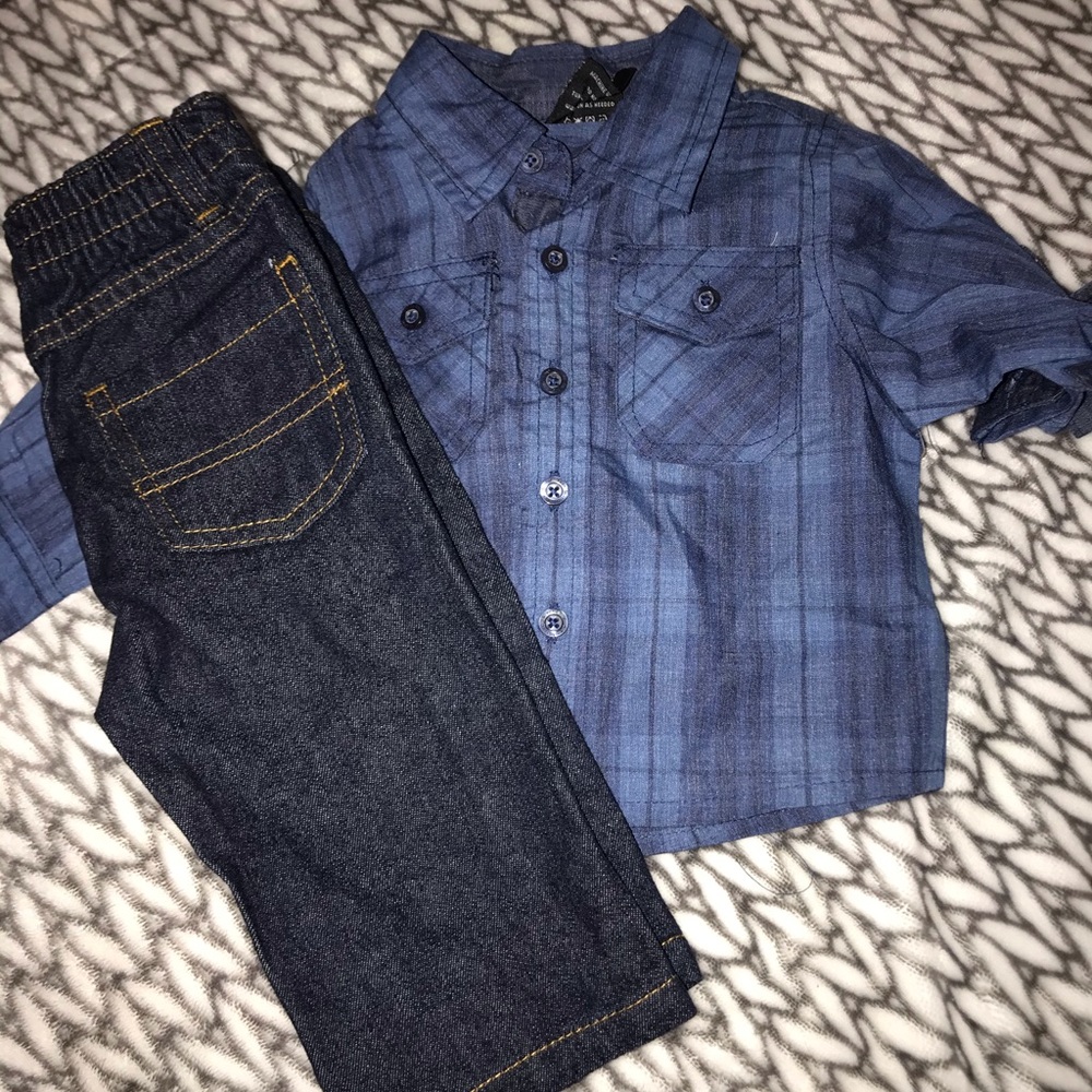 dark jeans with a button down shirt